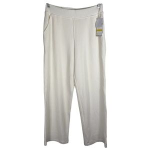 Zella Women’s Medium Ivory Egret Wide Leg Waffle Knit Flowy Pants Bottoms New